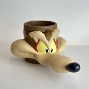 Vintage Wile E Coyote Mug Plastic Coffee Cup Warner Bros Looney Tunes 1993